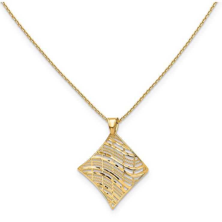 14KT Yellow Gold Fancy Square Pendant