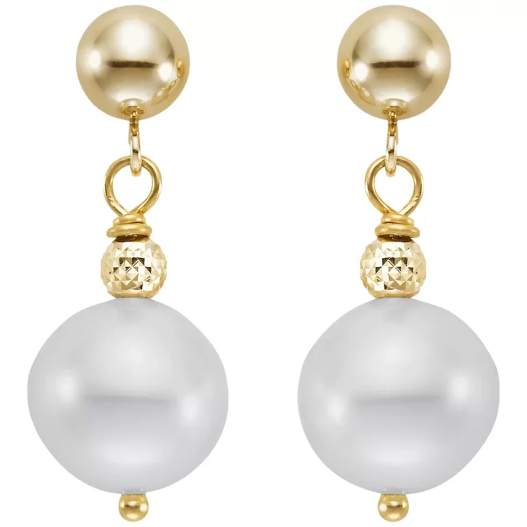 14KT Yellow Gold 8-9MM Freshwater Cultured Pearl Dangle Earring