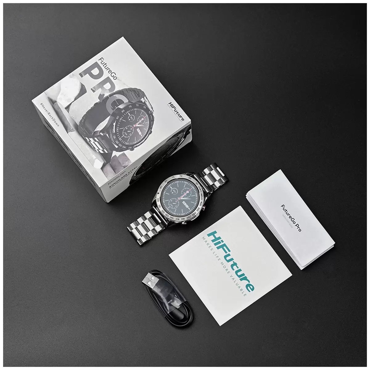 HiFuture FUTUREGO PRO Classic Stainless Steel Smart Watch Silver